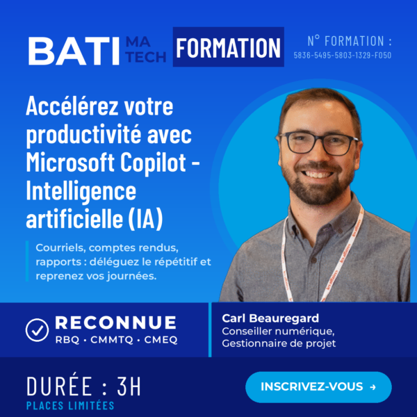 FORMATION RBQ – Accélérez votre productivité avec Microsoft Copilot - Intelligence artificielle (IA) et la construction